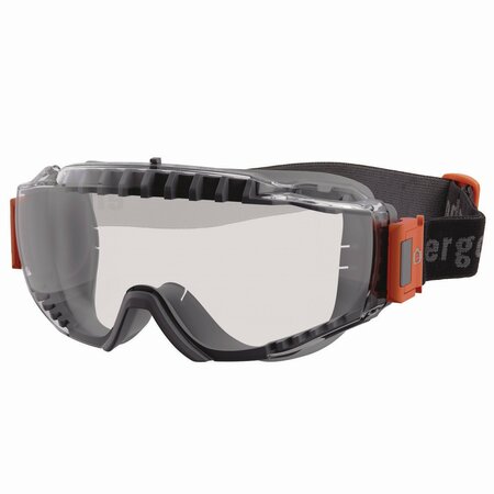 ERGODYNE Skullerz MODI OTG Anti-Scratch/Enhanced Anti-Fog Safety Goggles with Elastic Strap, Clear Lens 60300